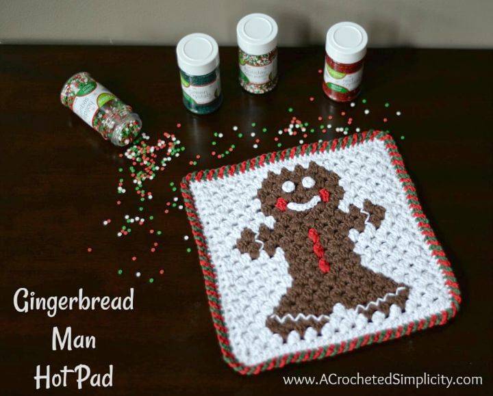 Crochet Gingerbread Man Hot Pad Pattern