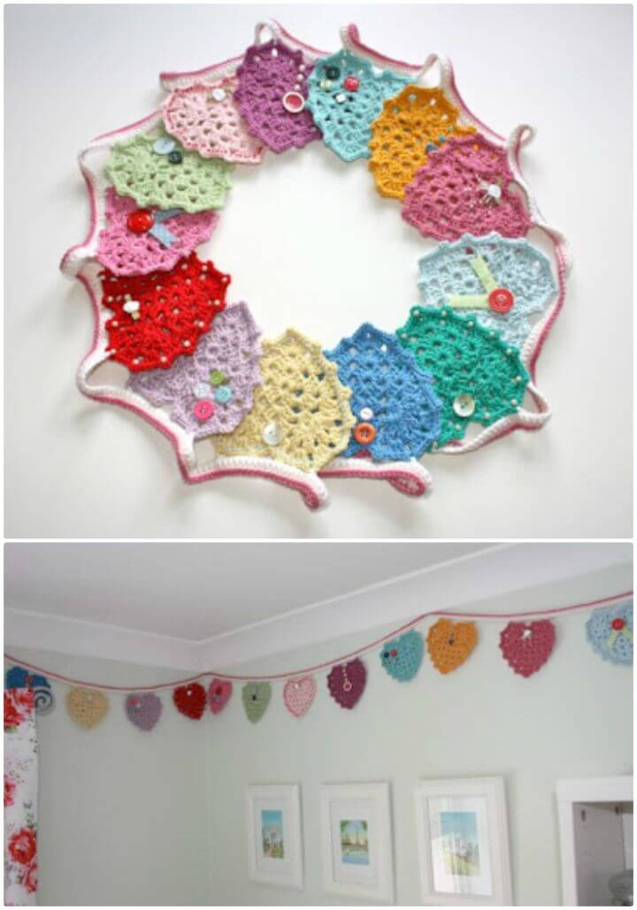 Free Crochet Granny Heart Bunting Pattern