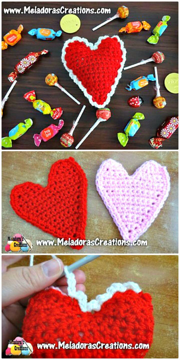 Crochet Heart Motif Applique - Free Valentine Day Pattern