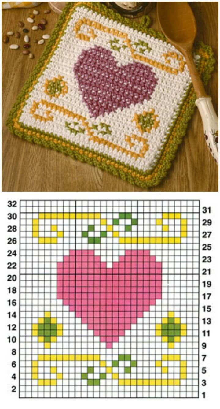 Easy Free Crochet Heart Pot Holder Pattern