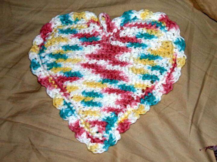 How To Easy Free Crochet Heart Shaped Potholder Pattern