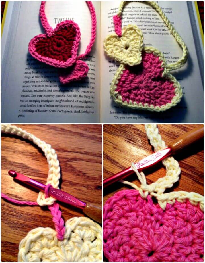 Crochet Heart To Heart Bookmark With Pattern - Free Valentine Pattern