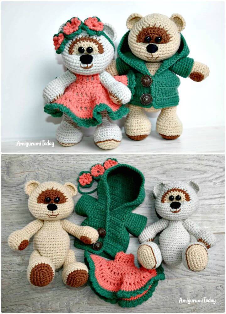 How To Crochet Honey Teddy Bears In Love - Free Patterns
