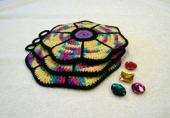How To Easy Crochet Jewel Heptagonal Potholder - Free Pattern