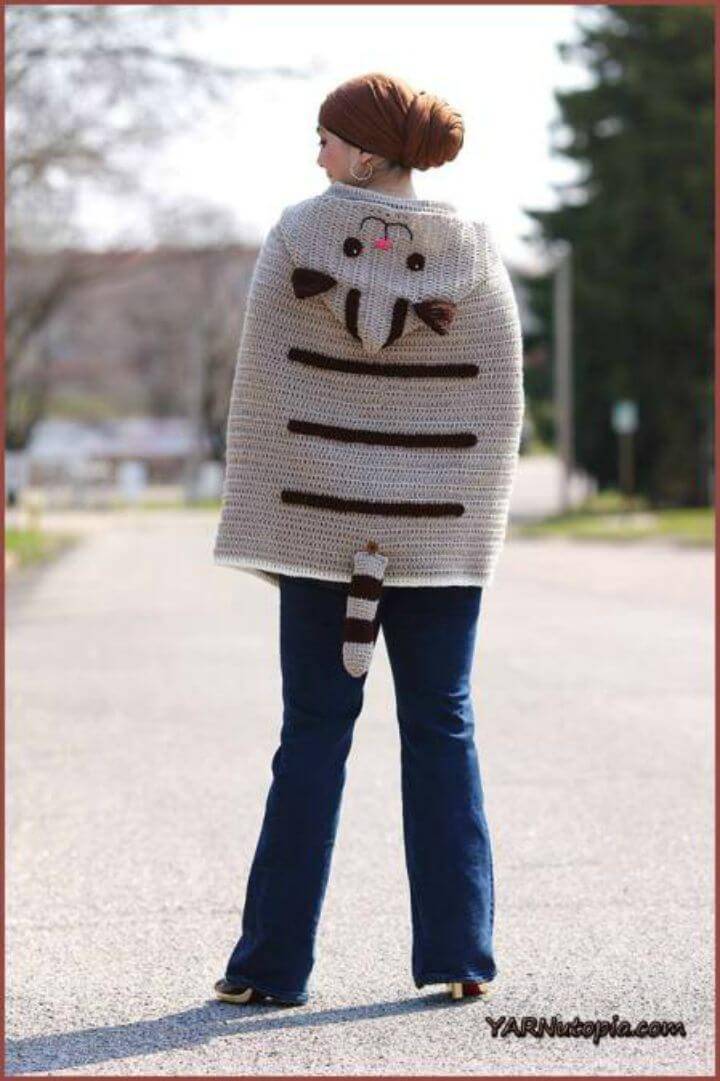 Crochet Kitty Cat Poncho - Free Step By Step Pattern