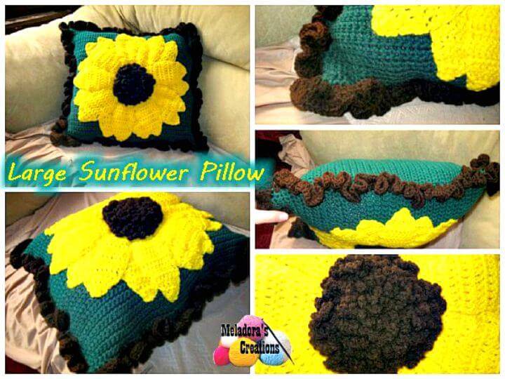 Easy Free Crochet Large Sunflower Pillow Pattern