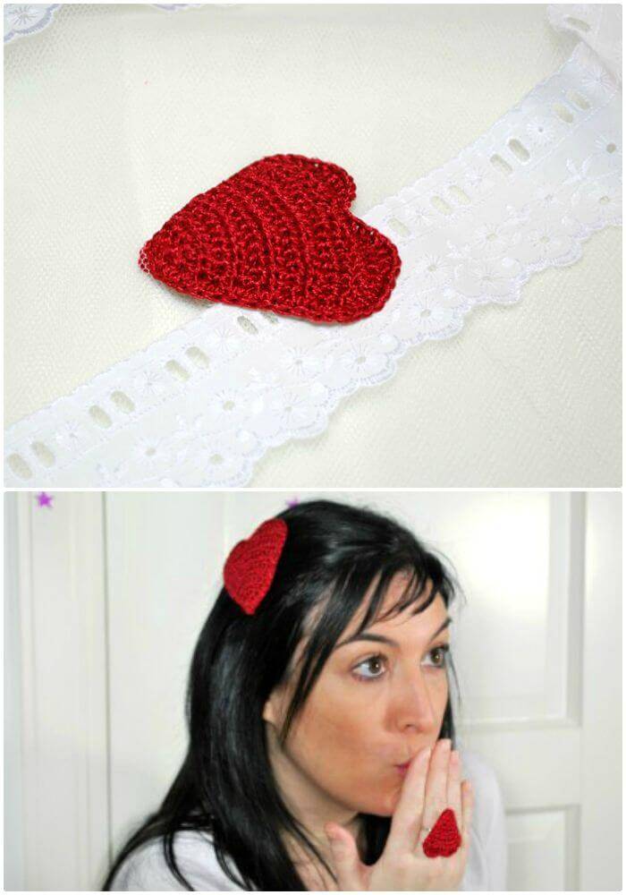 Free Crochet Lips Hair Clip - Valentine Day Pattern