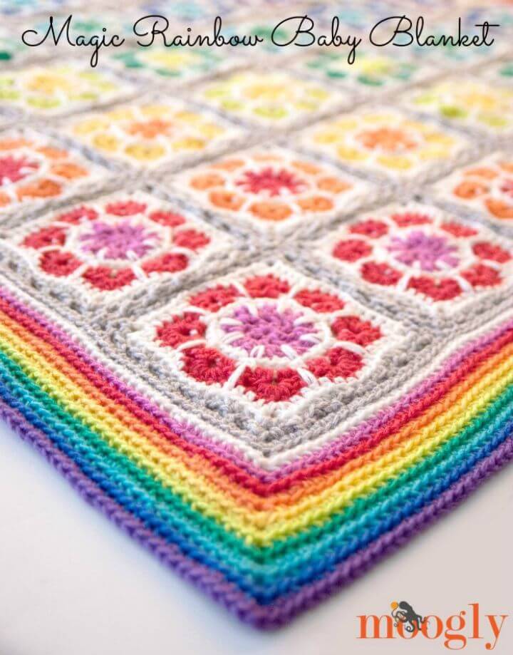 Crochet Magic Rainbow Baby Blanket - Free Pattern