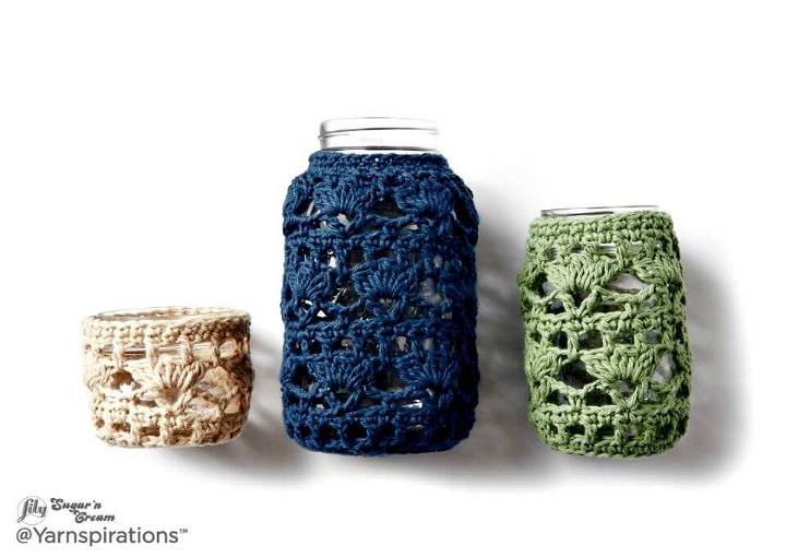 How To Crochet Mason Jar Cozies Free Easy Crochet Home Decor Pattern