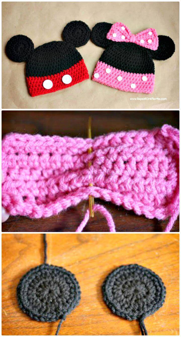 Free Crochet Mickey And Minnie Mouse Hat Pattern