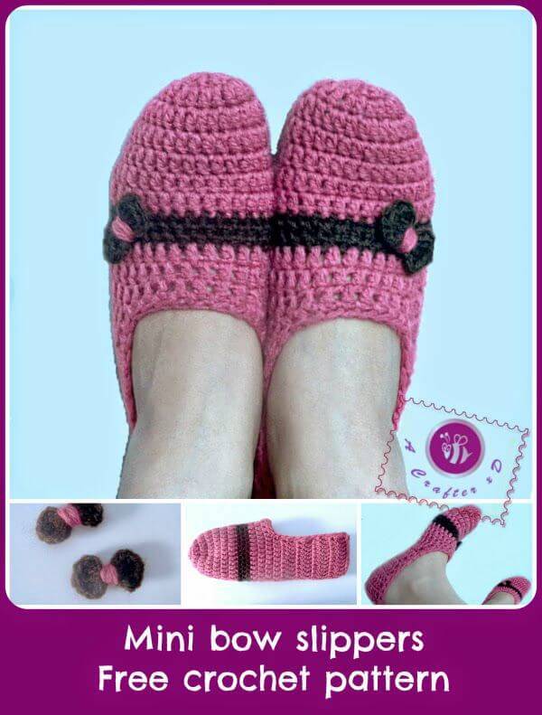 How To Crochet Mini Bow Slippers - Free Pattern
