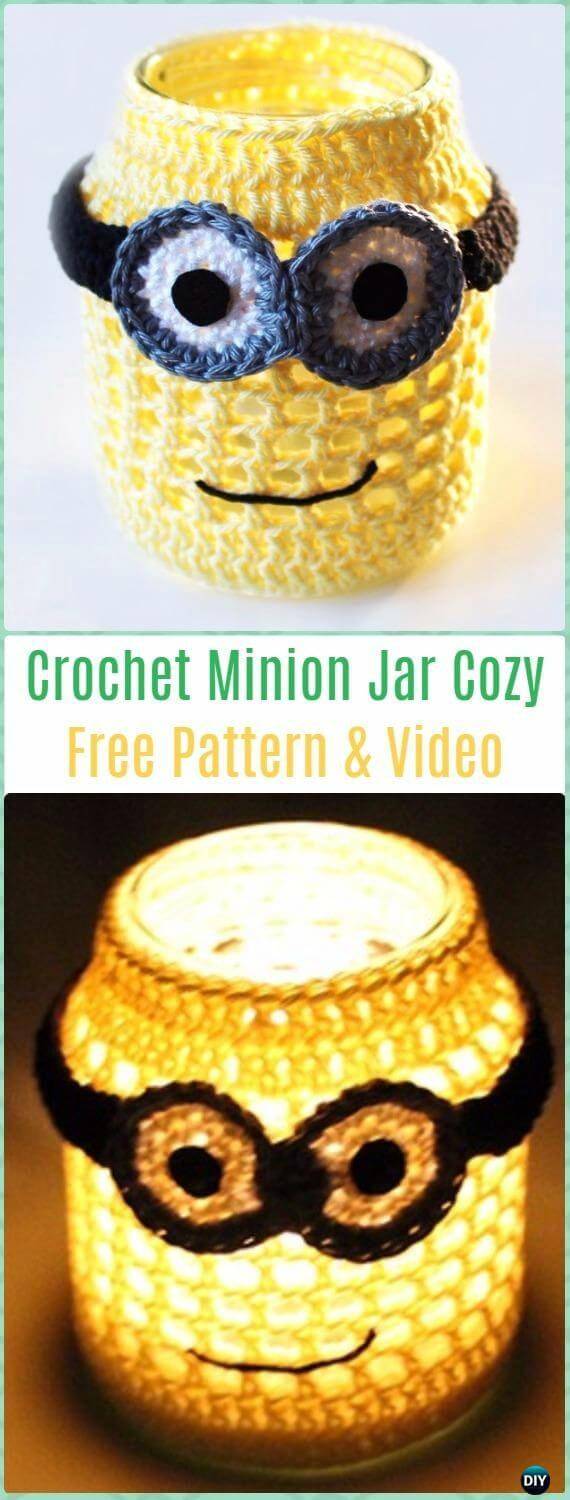 How To Crochet Minion Jar Cozy - Free Pattern