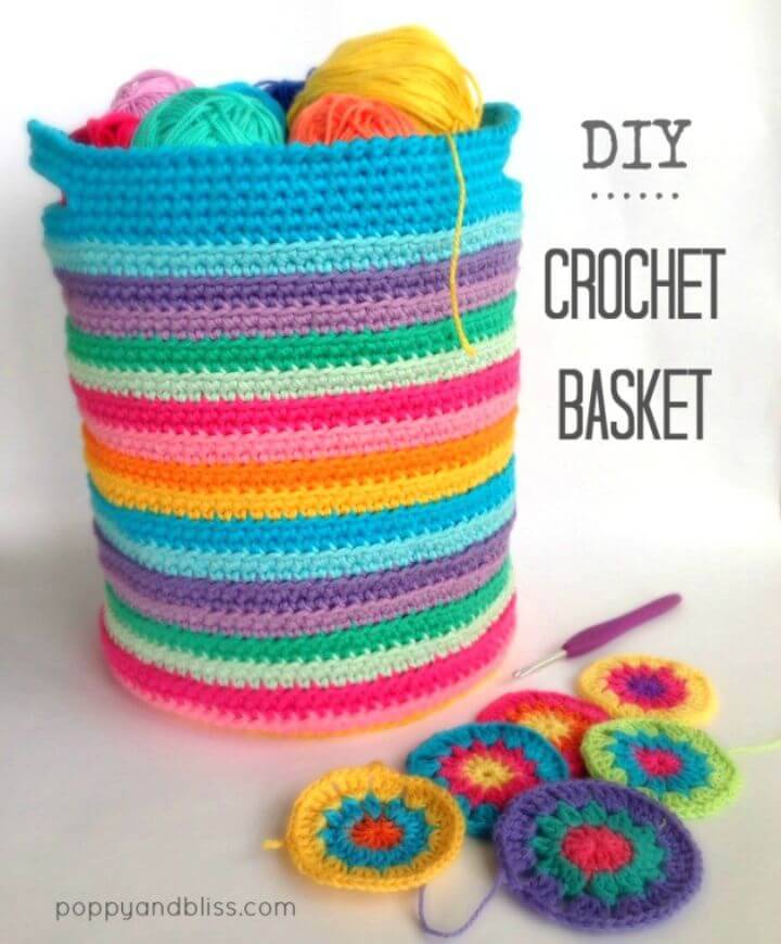 Free Crochet Rainbow Basket Pattern