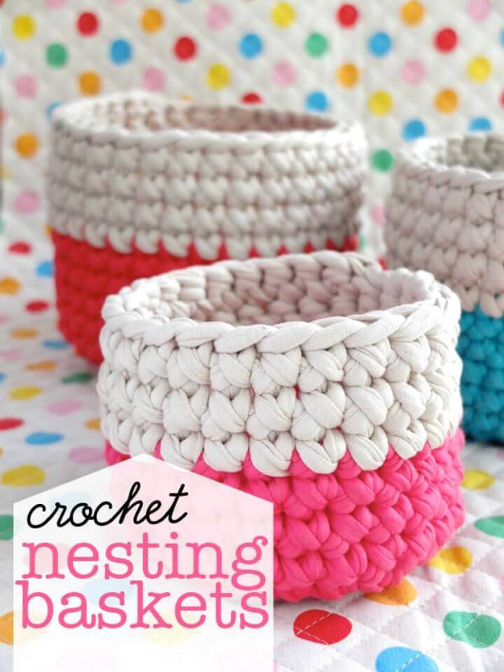 Free Crochet Nesting Baskets With Zpagetti Yarn Pattern