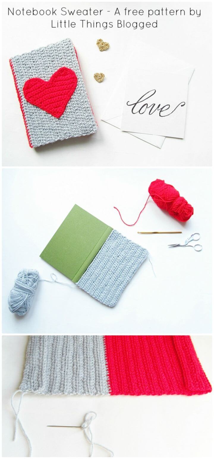 Free Crochet Notebook Sweater For Valentines