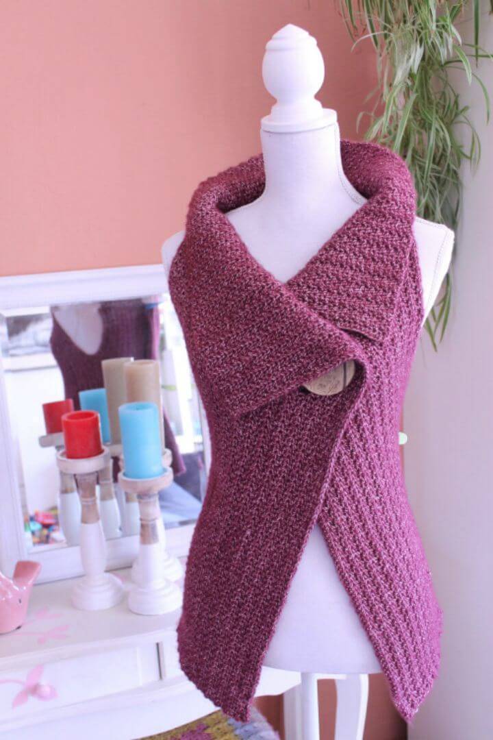 Crochet Peek-a-Boo Button Wrap Pattern Size S-XL