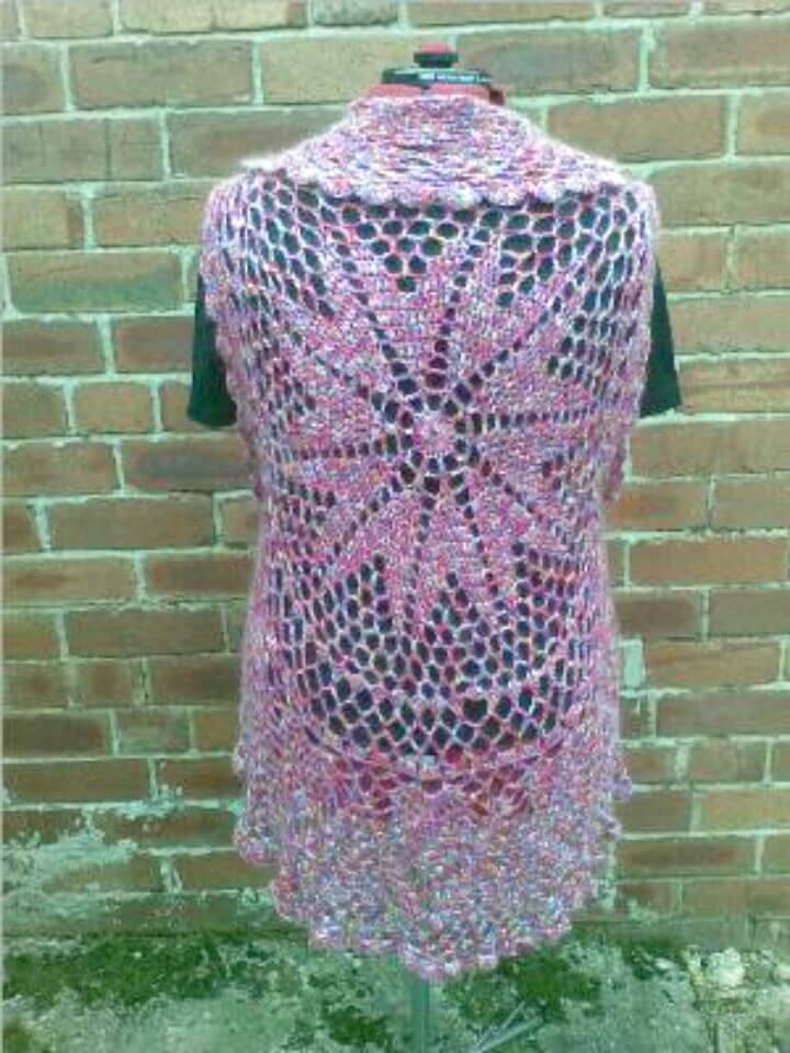 Crochet Pink Mix Circular Cardigan