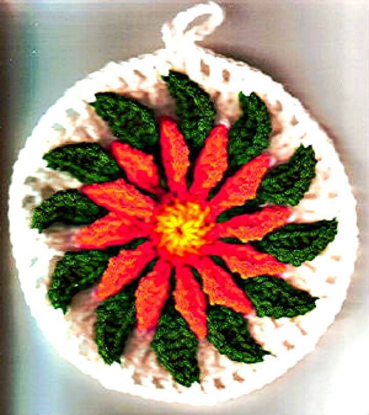 Easy Free Crochet Poinsettia Potholder Pattern