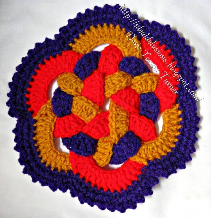 Free Crochet Popcorn Stitch Round Hot Pad Pattern
