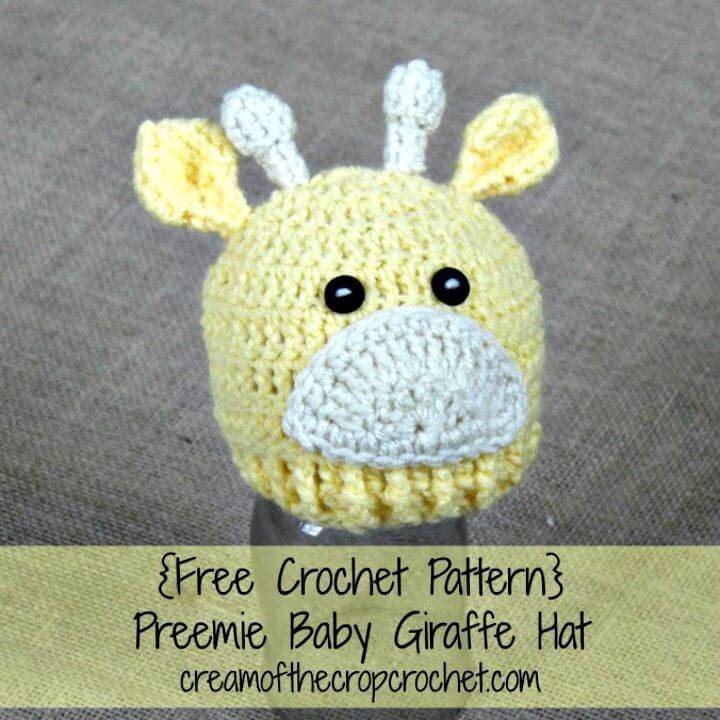 Free Crochet Preemie Newborn Baby Giraffe Hat Pattern