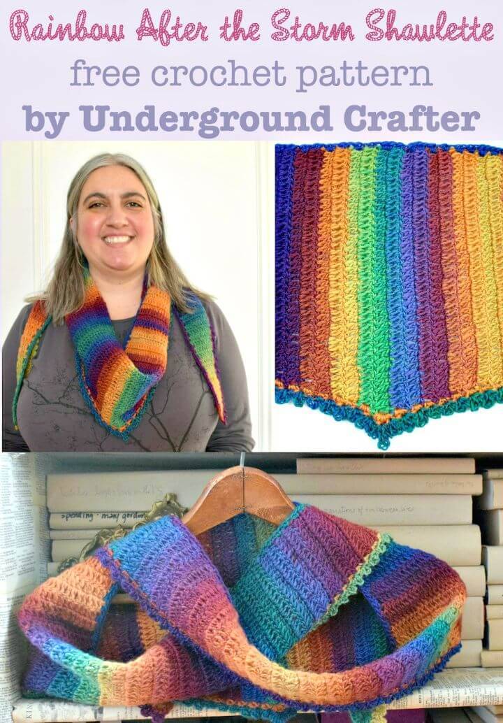 How To Easy Free Crochet Rainbow After The Storm Shawlette Pattern