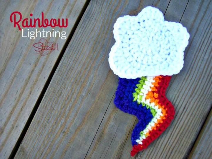 How To Crochet Rainbow Lightning Applique - Free Pattern