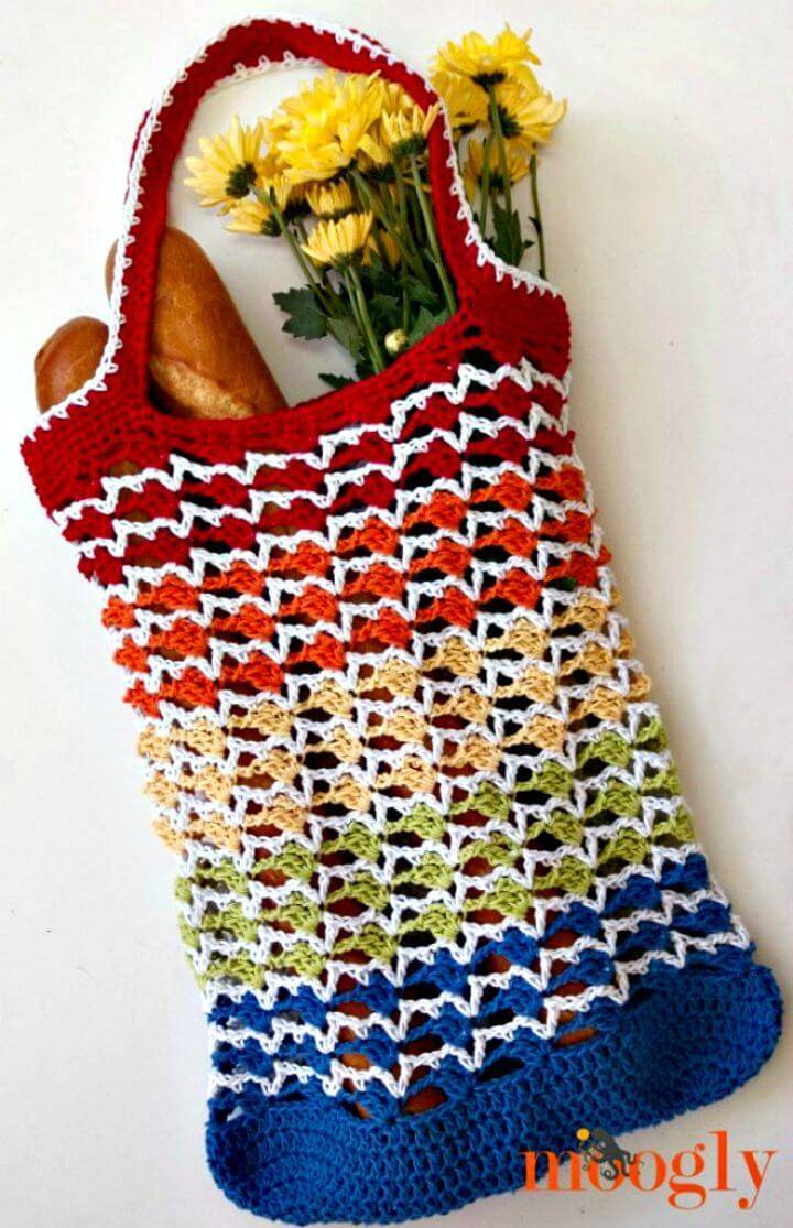 How To Crochet Rainbow Runner Tote Bag Free Pattern