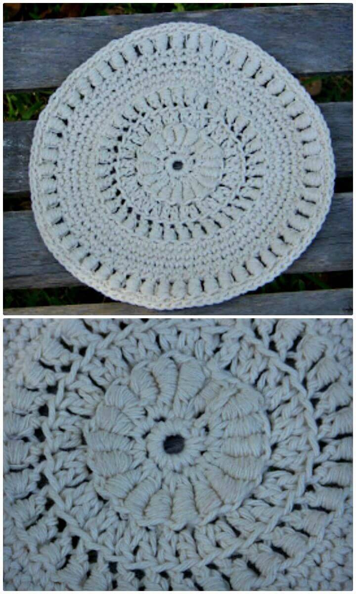 Crochet Roll Stitch Hot Pad - Free Pattern