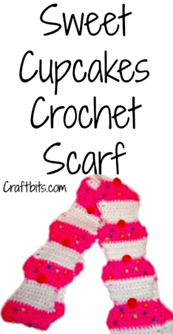 Crochet Scarf Sweet Cupcakes - Free Valentine Day Pattern