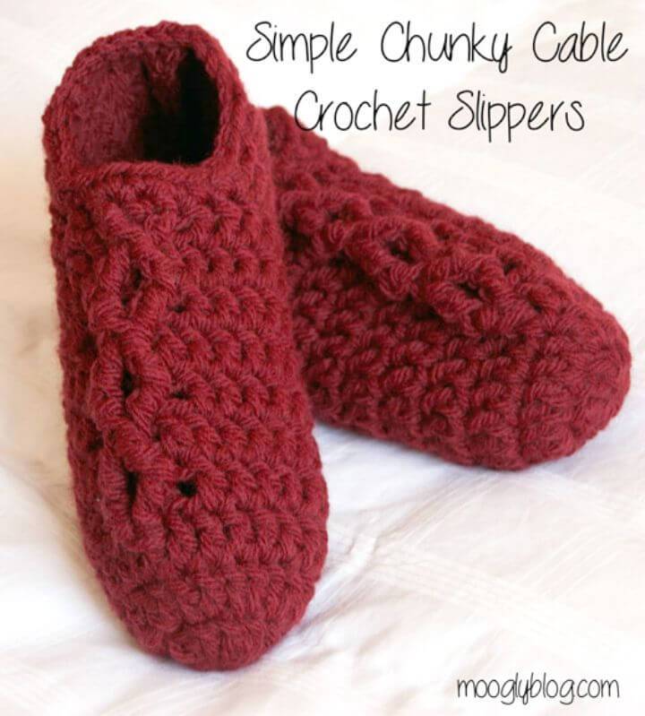 Easy Crochet Simple Chunky Cable Slippers