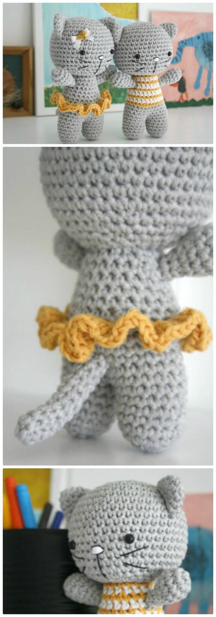 Free Crochet Small Cat With Joined Legs Amigurumi Pattern