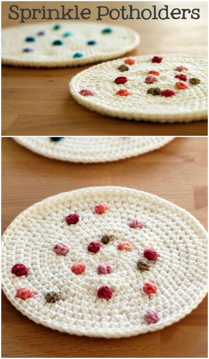 How To Easy Crochet Sprinkle Potholders - Free Pattern
