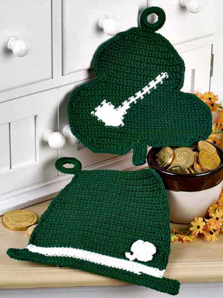 Easy Free Crochet St. Patrick's Day Pot Holders Pattern