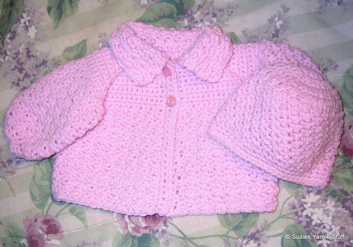 Easy Crochet Susie's Textured Baby Sweater – Free Pattern