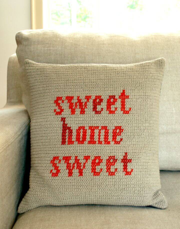 Free Crochet Sweet Home Sweet Pillow Pattern!