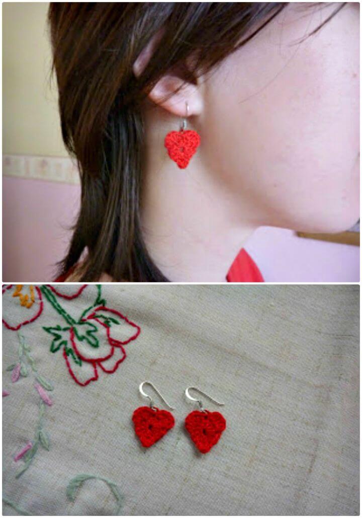 How To Free Crochet Sweetheart Earrings - Free Valentine Day Pattern