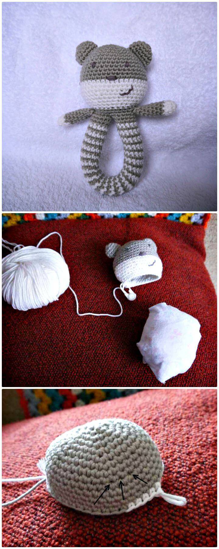 Easy Crochet Teddy Bear Rattle - Free Pattern