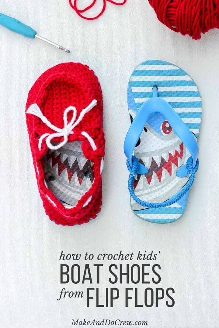 Easy Crochet Toddler “Boat Shoe” Slippers With Flip Flop Soles – Free Pattern!