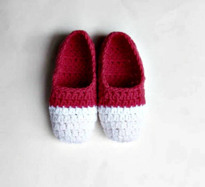 Easy Free Crochet Two Tone Ballet Slippers Pattern
