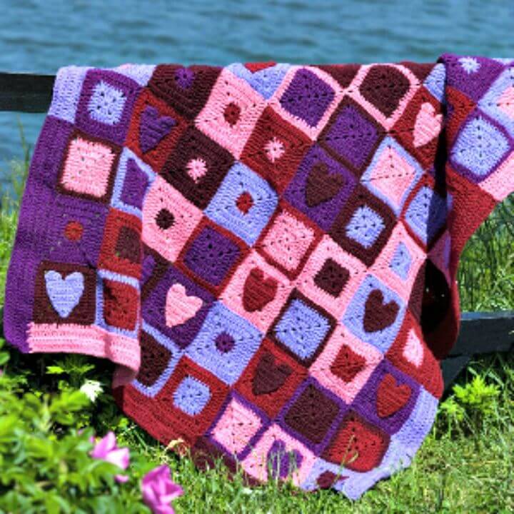 How To Crochet Valentine Hearts Afghan - Free Pattern