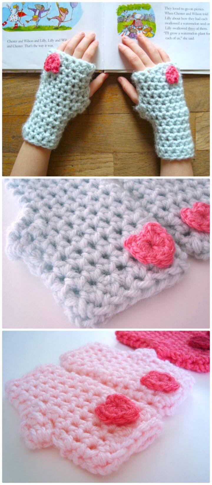 Crochet Valentine Mitts - Free Pattern