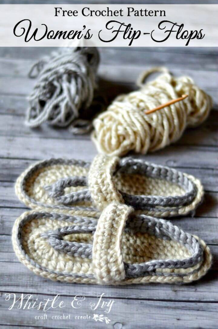 Easy Free Crochet Women’s Strap Flip-Flops Summer Slippers