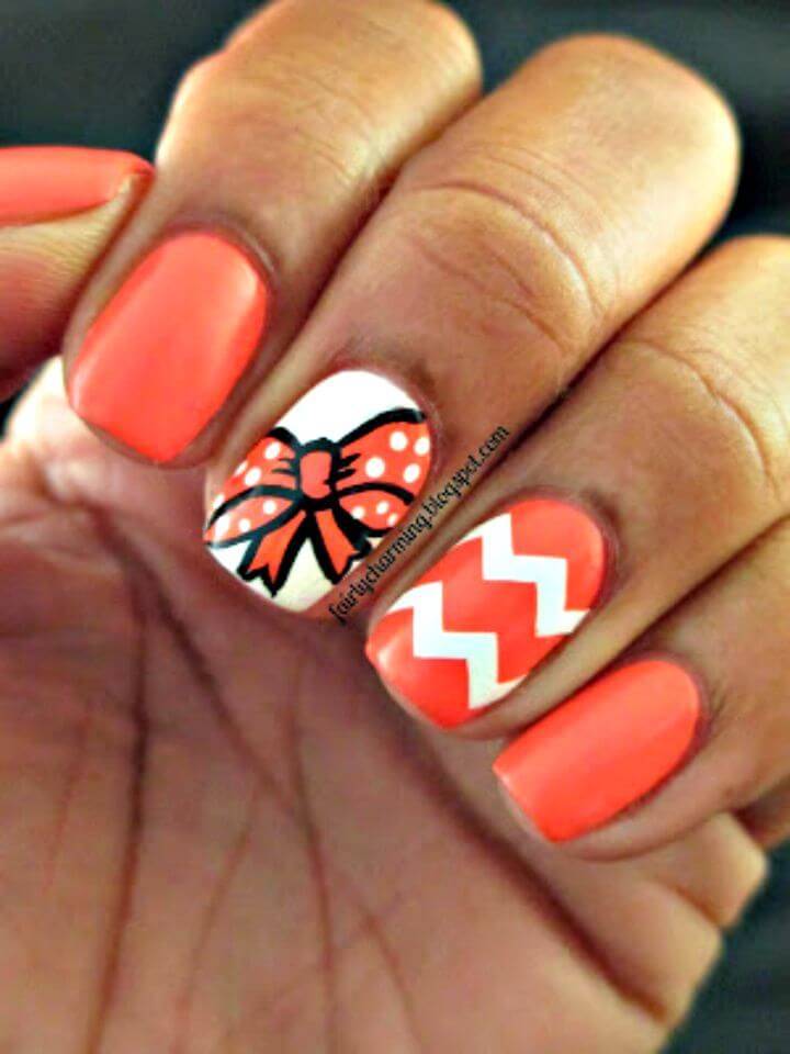 Easy DIY Bow Mani Nail Art - Free Tutorial 