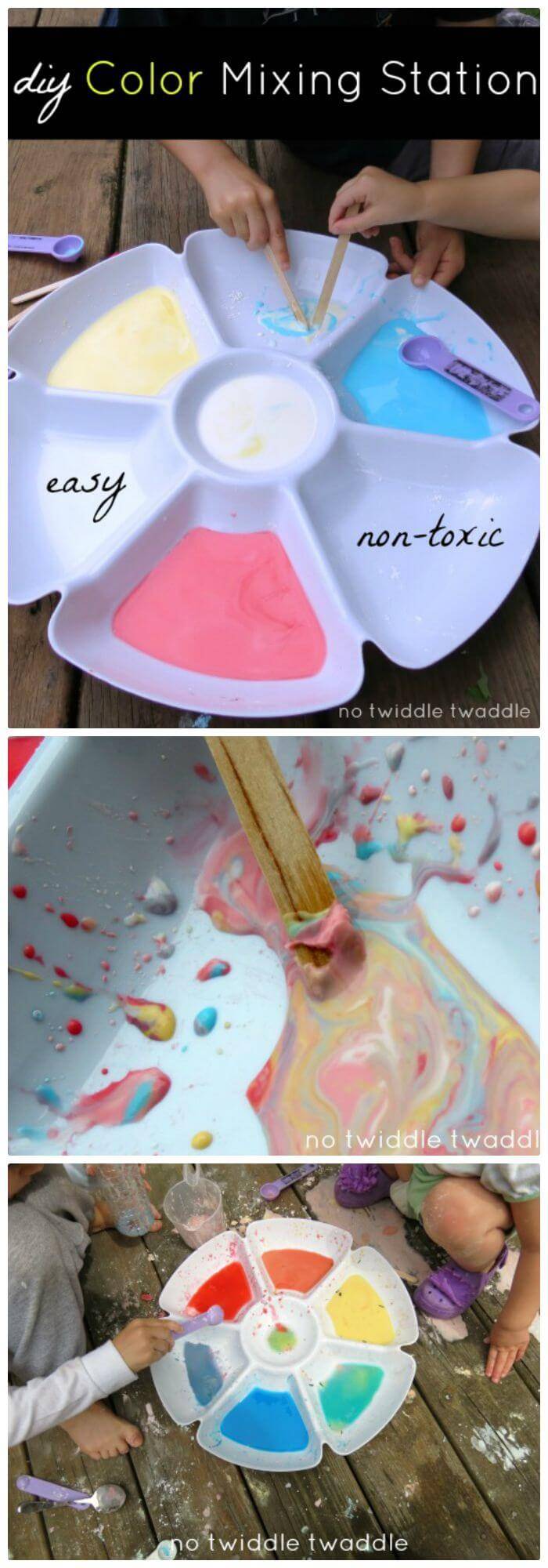 Easy DIY Color Mixing Station With Cornstarch Water