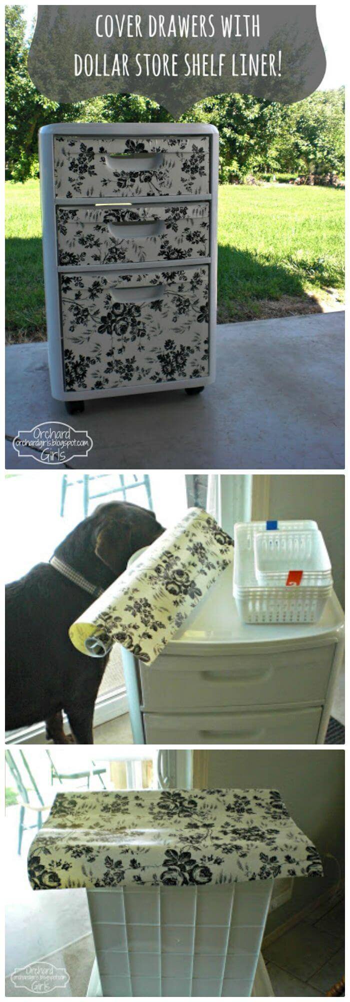 DIY Cover Drawers With Dollar Store Shelf Liner