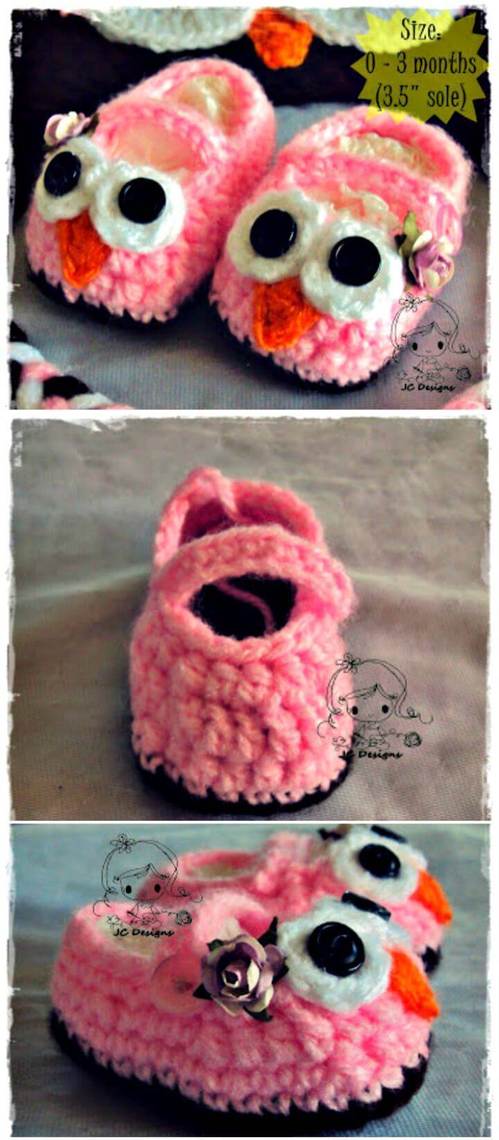 Free Crochet Owl Mary Jane Slippers