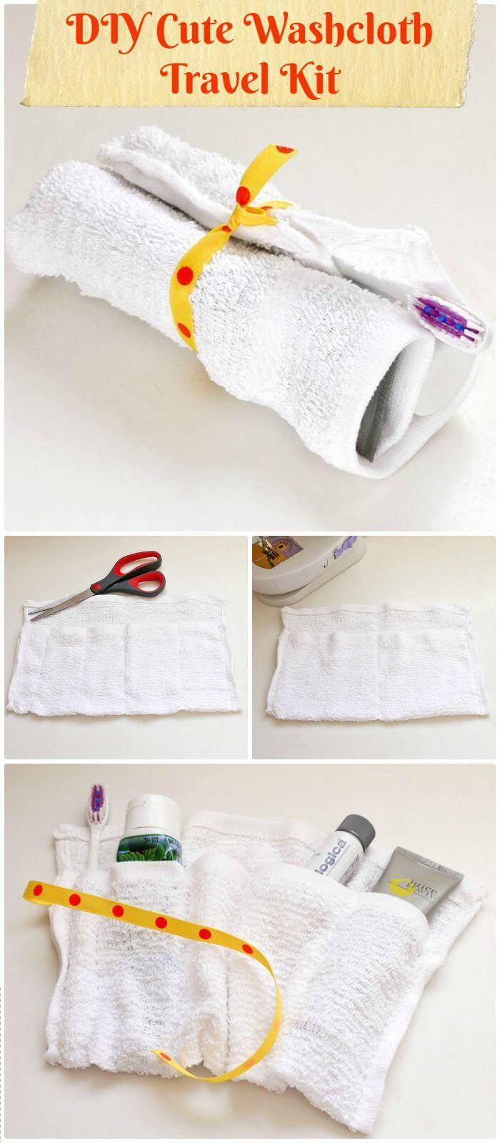 Cute DIY Washcloth Travel Kit - Dollar Store Craft 