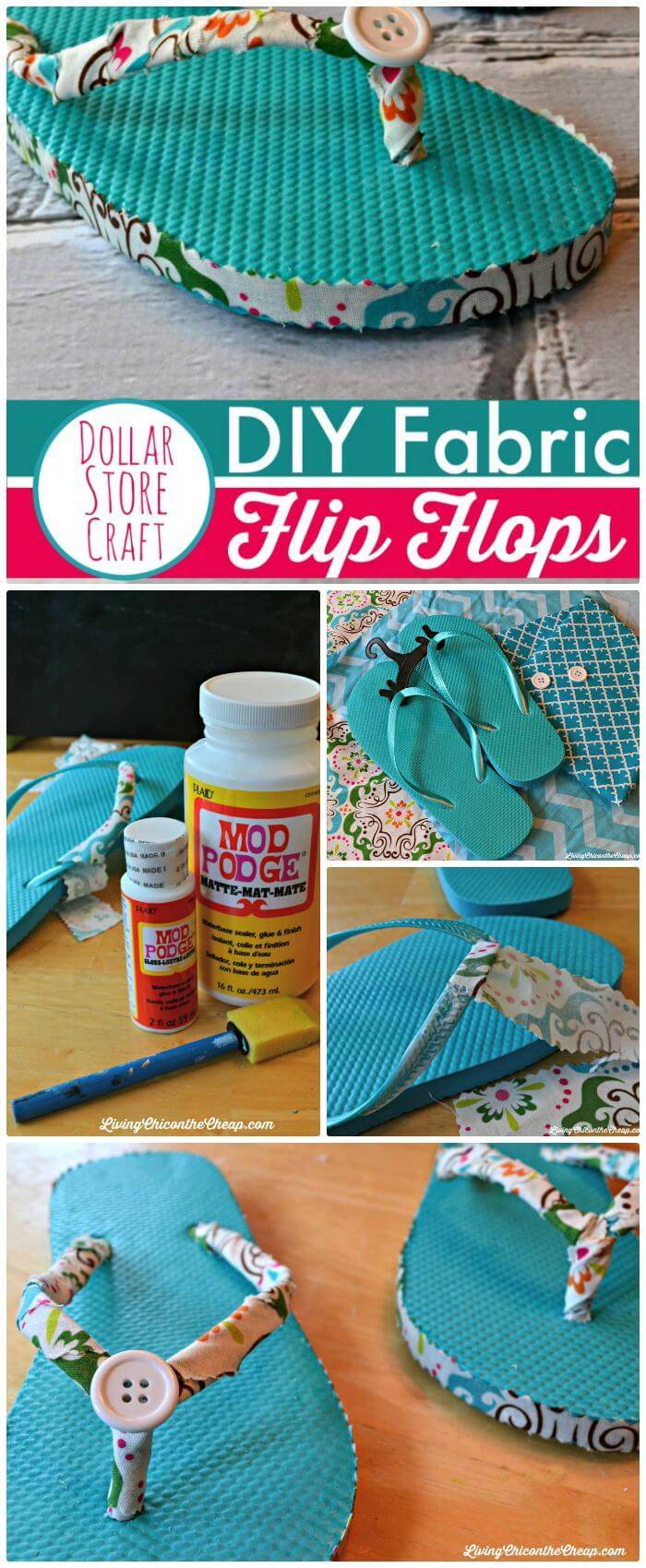 Easy DIY Dollar Storage Fabric Flip Flops