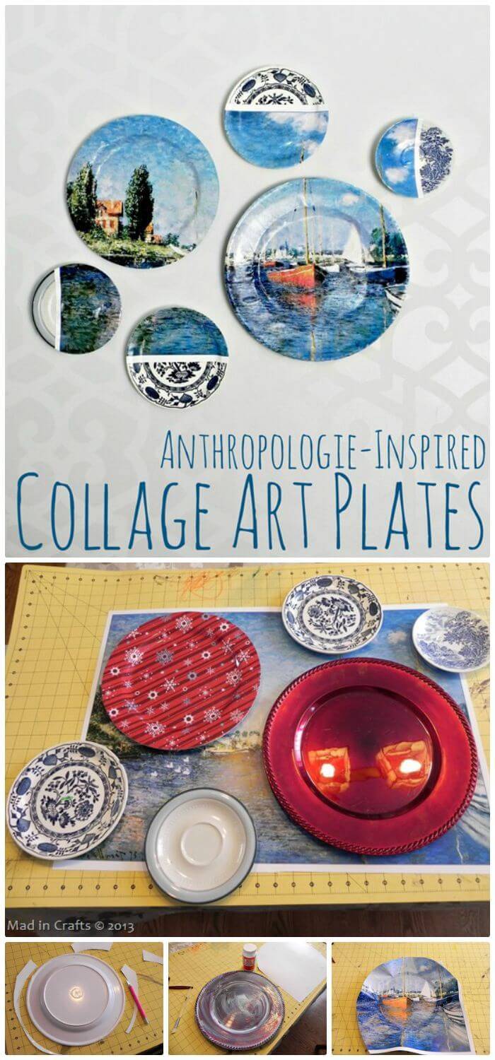 DIY Dollar Storage Inspired Collage Art Plates