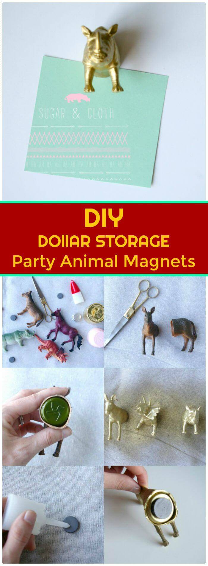 DIY Dollar Storage Party Animal Magnets